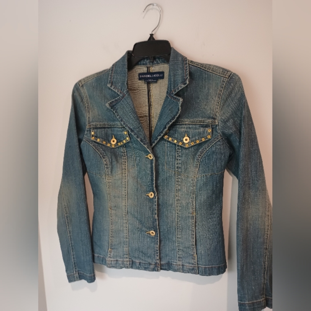 Bandolino Denim Jacket with Gold-Tone Stud Accents